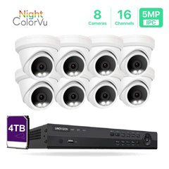 16 Channel 5MP PoE IP Camera System 16CH 4K NVR and 8 Pcs 5MP Night ColorVu PoE Turret Security Cameras with 4TB HDD - LINOVISION US Store