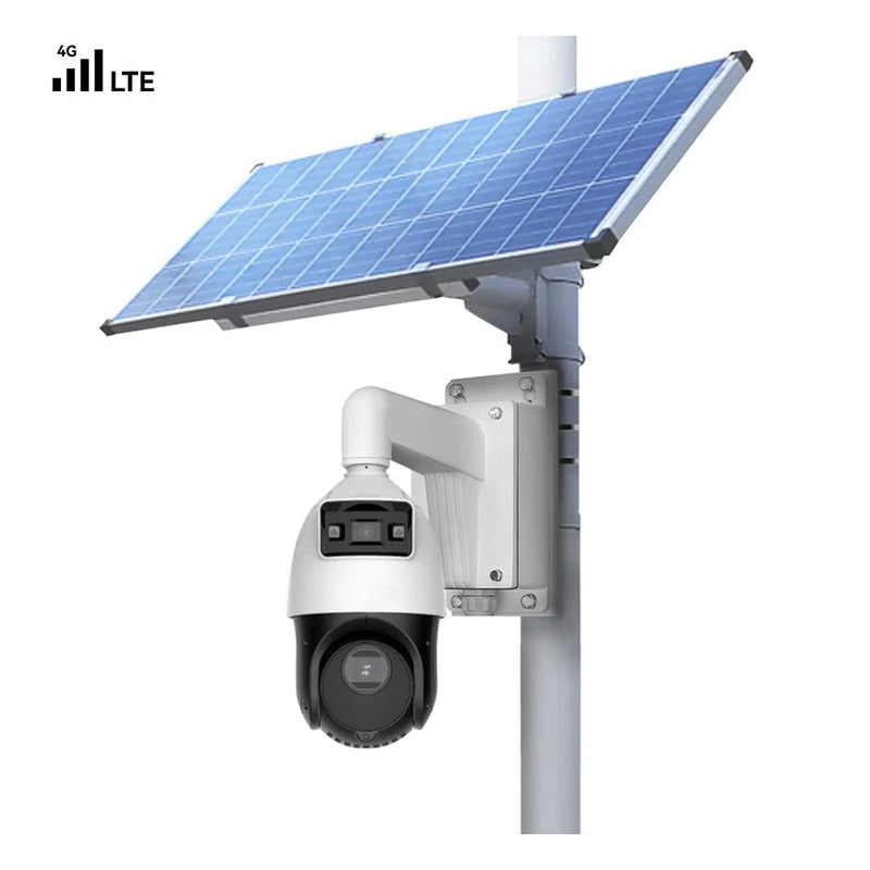 Commercial 4G LTE Solar Power Camera Kit with Dual-Lens 360° Linkage PTZ