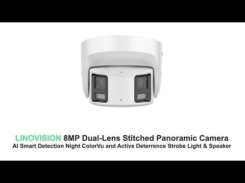 8MP Dual-Lens Stitched Panoramic Camera with AI Smart Detection Night ColorVu and Active Deterrence
