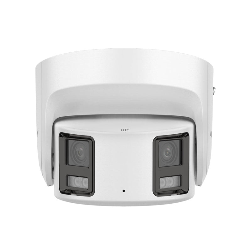 Caméra panoramique cousue à double objectif 8MP avec détection intelligente AI Night ColorVu et lumière stroboscopique et haut-parleur à dissuasion active